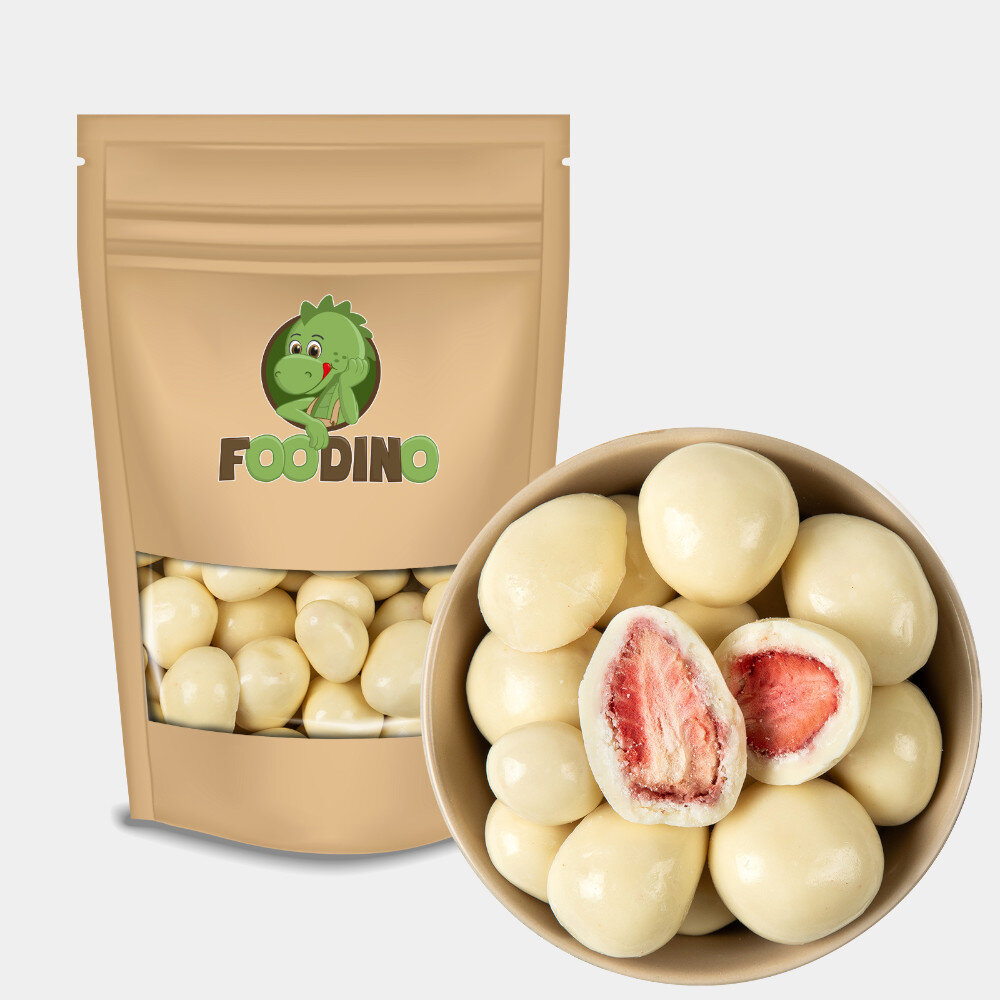 Product Image for Gefriergetrocknete Erdbeeren in weißer Joghurt-Schokolade | 250 g bis 5 kg | Ganze Erdbeeren | Fruchtig & Süß | Foodino