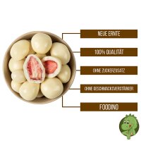 Gefriergetrocknete Erdbeeren in weißer Joghurt-Schokolade 1kg