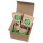 Geschenkbox braun grüne Schleife mit Edamame Bohnen 250g & Datteln Deglet Nour 250g