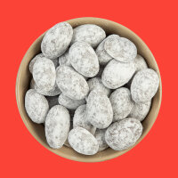 Schneemandeln mit Puderzucker in Milchschokolade 250g